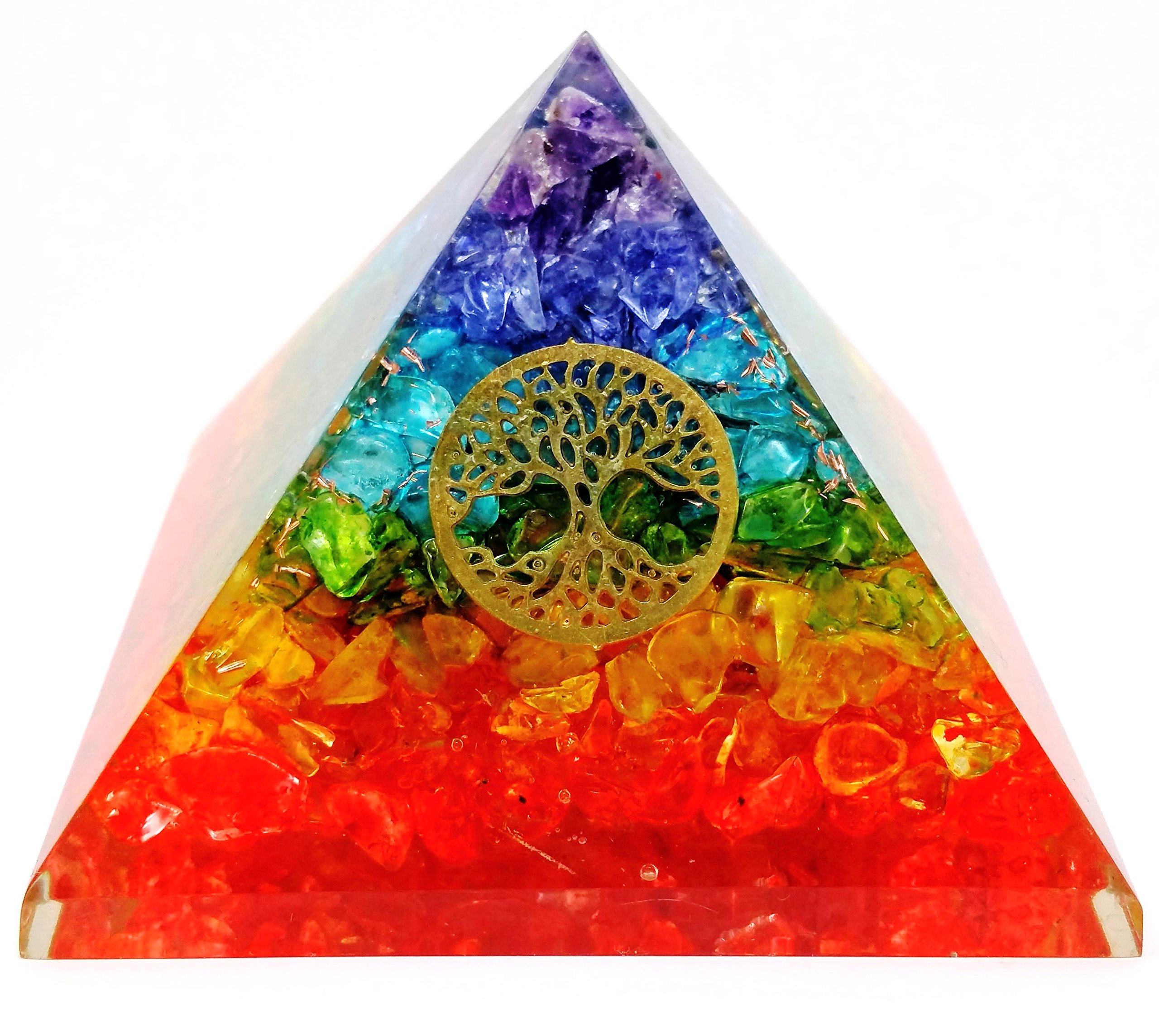 7 Chakra Crystal Tree of Life Orgone Pyramid Kit EMF Protection