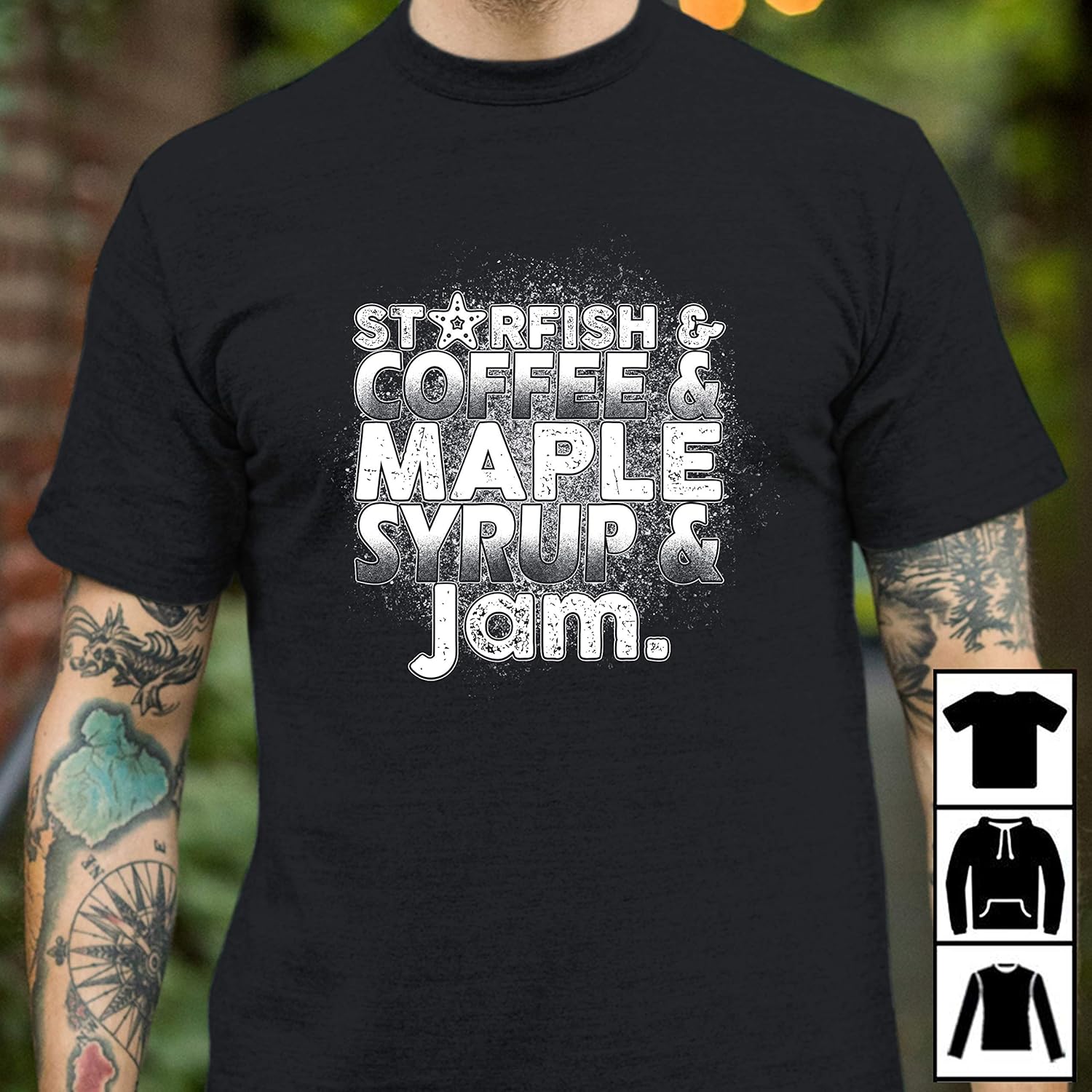 Star Fish And Coffee Maple Syrup And Jam T Shirt Long T Shirt Minaze