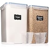 XXL 7 qt / 6.5 L / 220 Oz Food Storage Airtight Pantry Containers [Set of 2] WIDE & DEEP + FREE 2 Measuring Cup + deal for Su