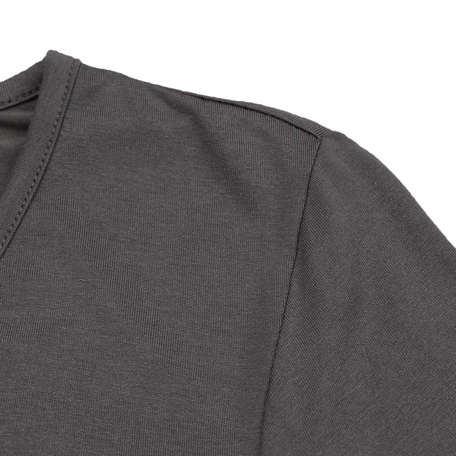 SUWIINA Women\'s Comfort Loose Casual Basic Long Sleeve V Neck Blouse Shirts Pleated Top Dark Grey