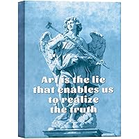 SIGNWIN Canvas Wall Art Art is The Lie That Enables Us to Realize The Truth with a Blue Angel Photo Inspirational Quotes Digital Art Contemporary for Living Room, Bedroom, Office - 12x18 inches