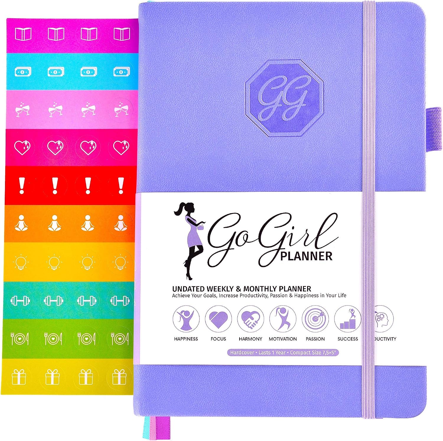 GoGirl Planner and Organizer for Women, Compact Size Weekly Planner, Goals Journal & Agenda to Improve Time Management