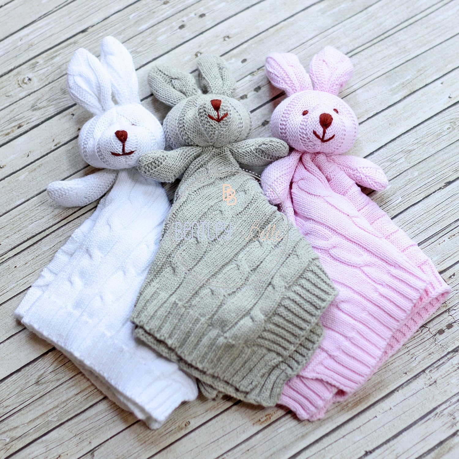 Knit Bunny Lovey Baby Cuddle Blanket Monogram Baby