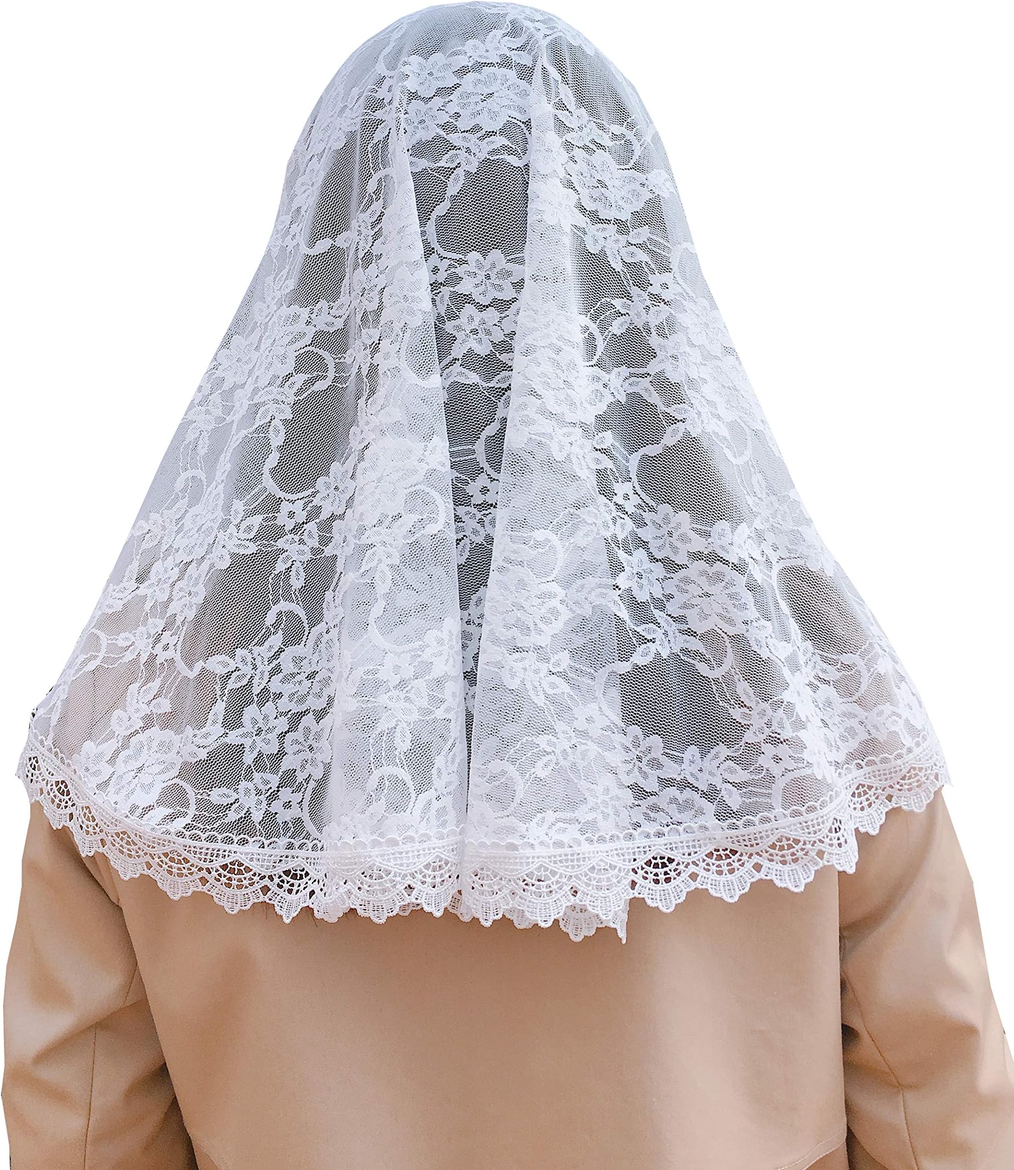 GrettytlingChapel Veil Embroidered Lace Mantilla Veil Head Covering Veils for Church