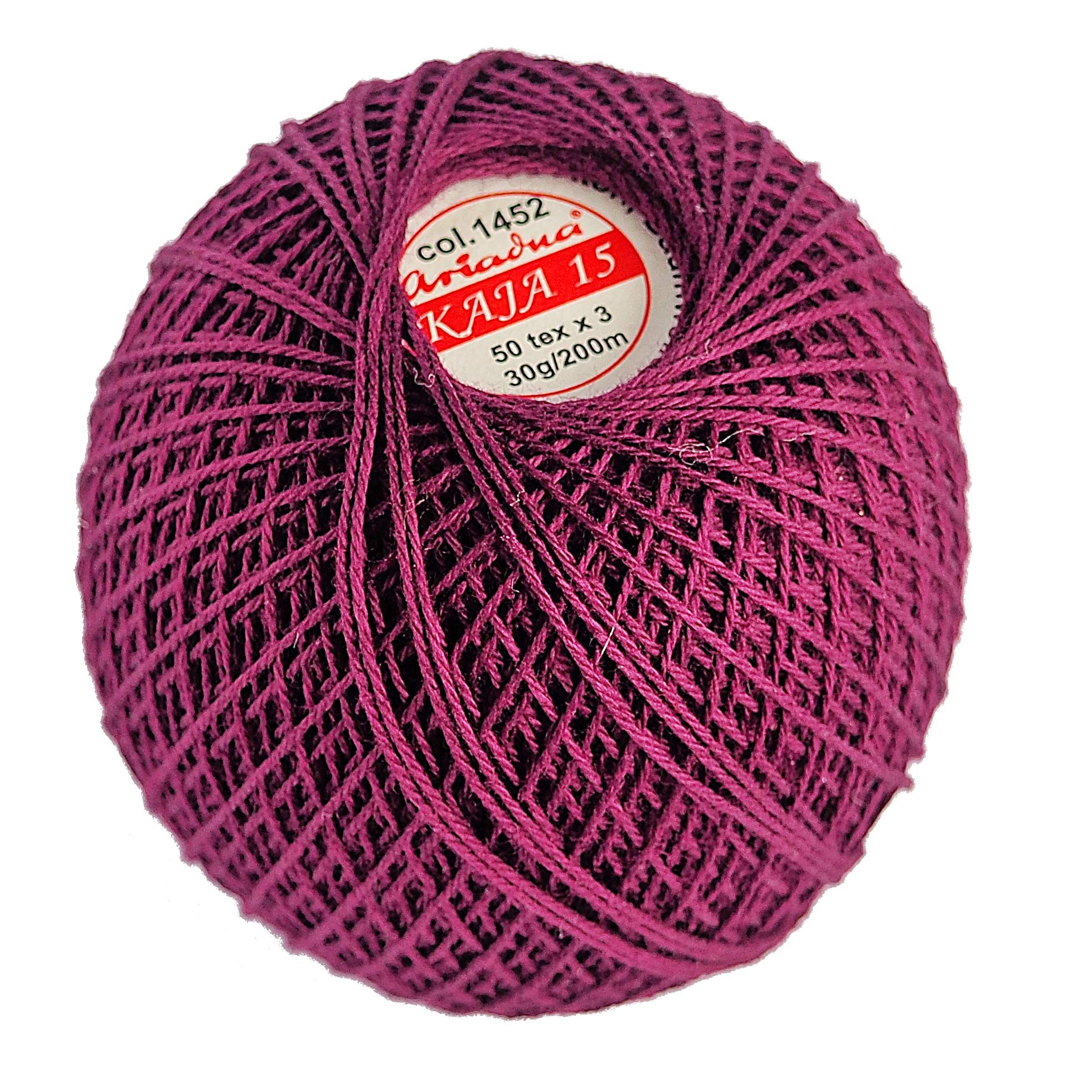 Cotton Crochet Yarn Double Mercerized Thread 220yd/200m Ball 1.05oz/30g Knitting Tatting Emroidery Size 15 Purple (1452)