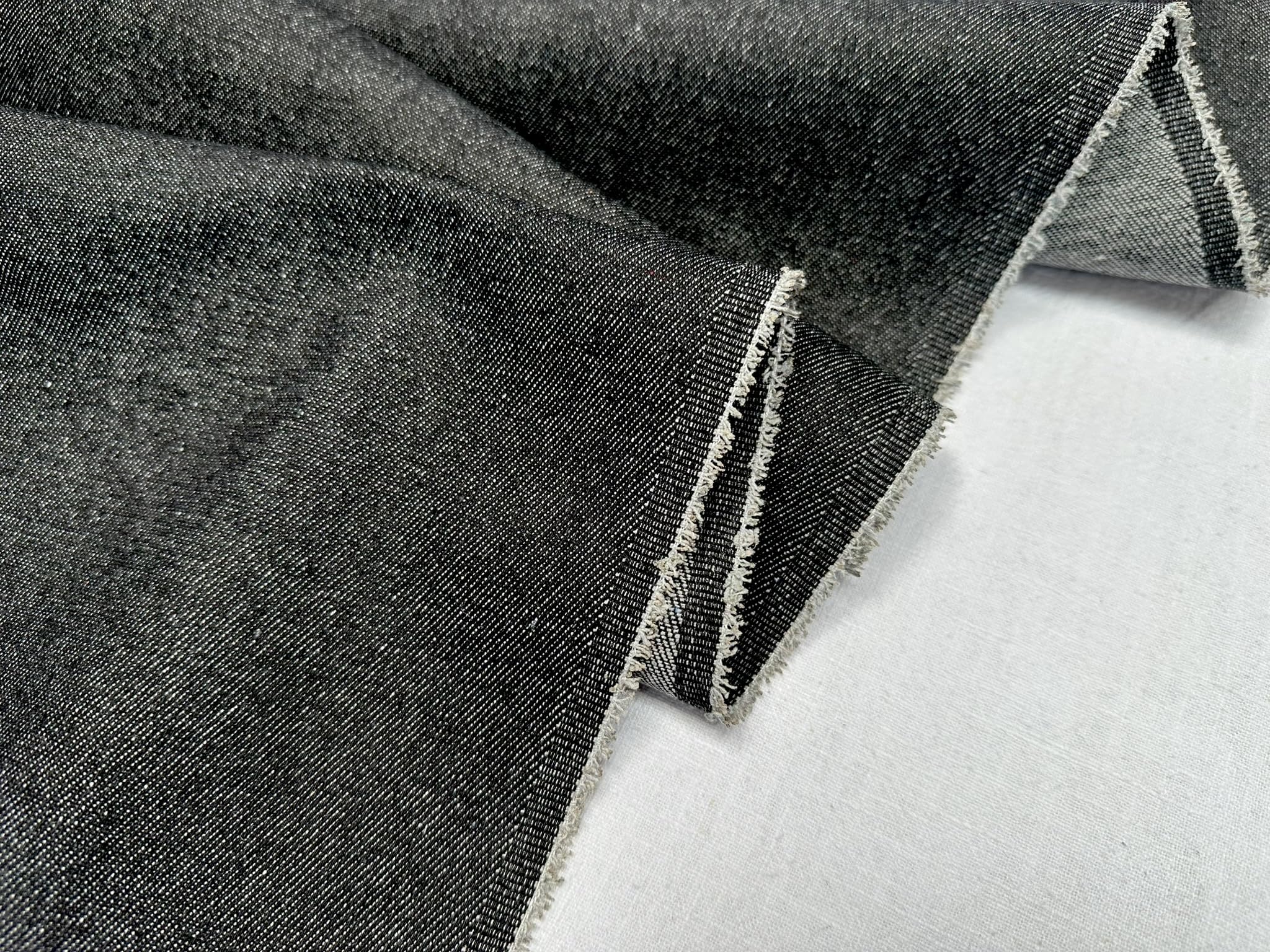 Denim Jeans Fabric Cotton Material Dressmaking Light Upholstery Dressmaking Home Decor - 180cm Wide (Black, 2 Metres)