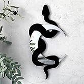 Weysat Black Snake and Crescent Moon Mirror Gothic Wall Decor Gothic Snake Decor Boho Hanging Mirrors Home Decorative Wall Art for Living Room Bathroom Bedroom Hallway
