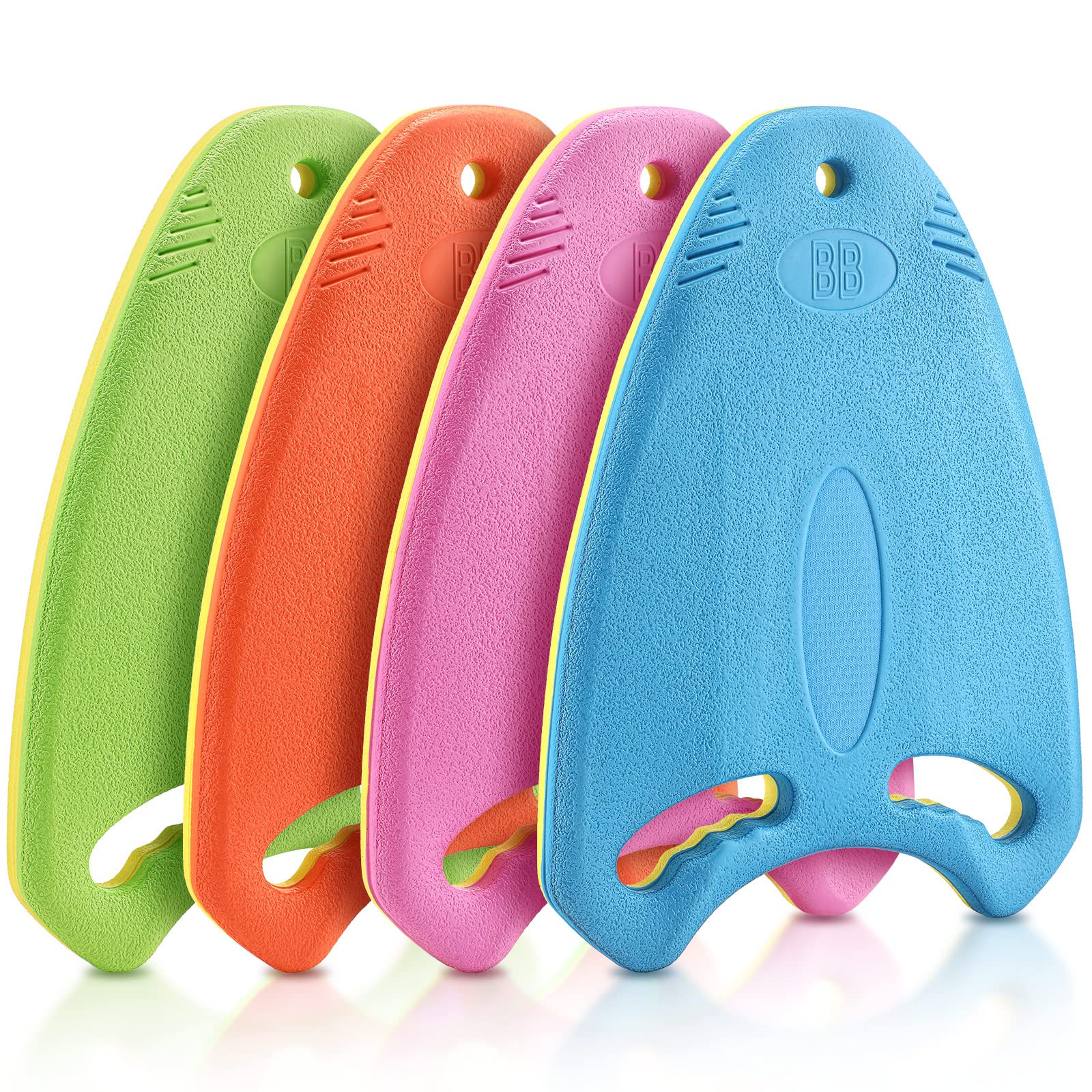Photo 1 of 4 Pcs Swimming Kickboard Swim Board Lightweight EVA Foam Float Kick Board Anti Slip Smooth Edge Pool Swimming Learning Trainer Equipment with Integrated Hole Handle Training Aid (Multi Colors)