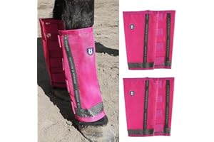Harrison Howard Loose-Fitting Horse Fly Boots UV-Protective, Durable Fine Mesh Leggins with Reflective Strips (Set of 4)