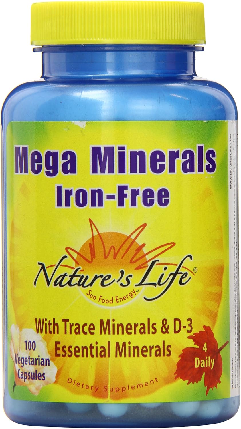 Nature's Life Veg Capsules, Mega Minerals, Iron Free, 100 Count: Health & Personal Care