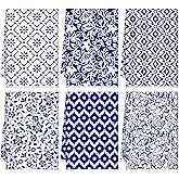 FuWeave 6 Pcs Kitchen Towels Decorative Set Vintage Bohemian Dish Towels Colorful Ceramics Patterns Hand Washcloths Blue and White Decor Gifts for Home Kitchen Bathroom Decor(Blue White,Ceramics)