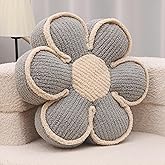 Nmkopzy Gray Flower Pillow Decorative Preppy Throw Pillows 16" Cute Soft Floor Cushion for Couch Bed Chair Girls Room Bedroom Decor Aesthetic (1, Grey, 16 Inch)