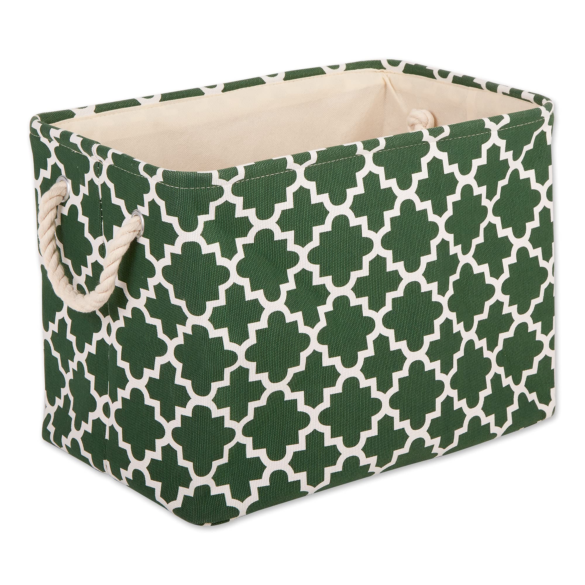 DII Polyester Container with Handles, Lattice Storage Bin, Medium, Hunter Green