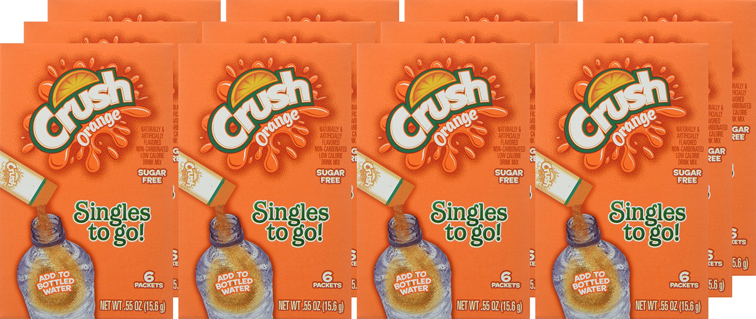 Crush Singles To Go Powder Packets, Water Drink Mix, Orange, Non