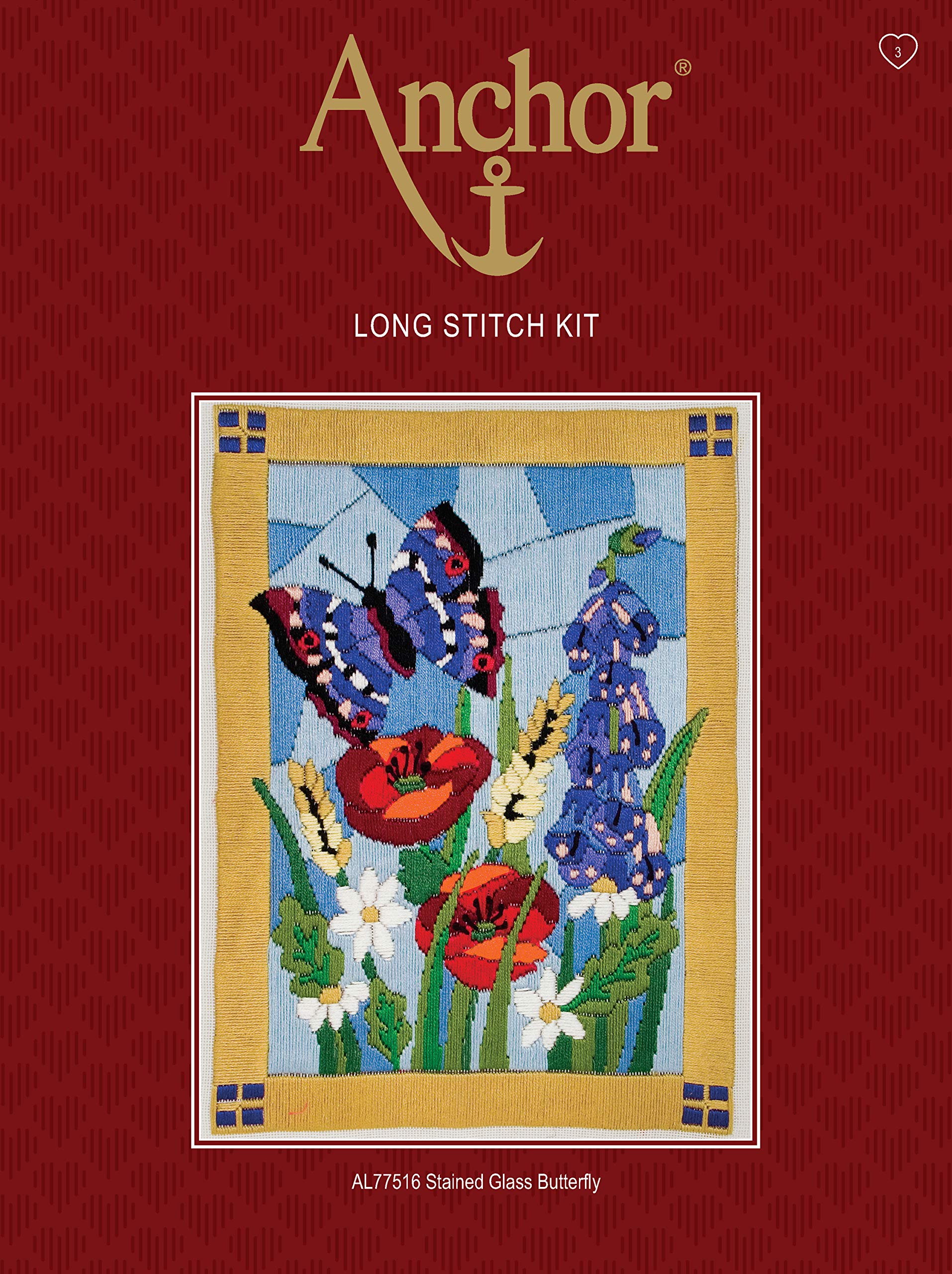 Anchor AL77516 LS Stained Glass Butterfly, Assorted, 20 x 28cm