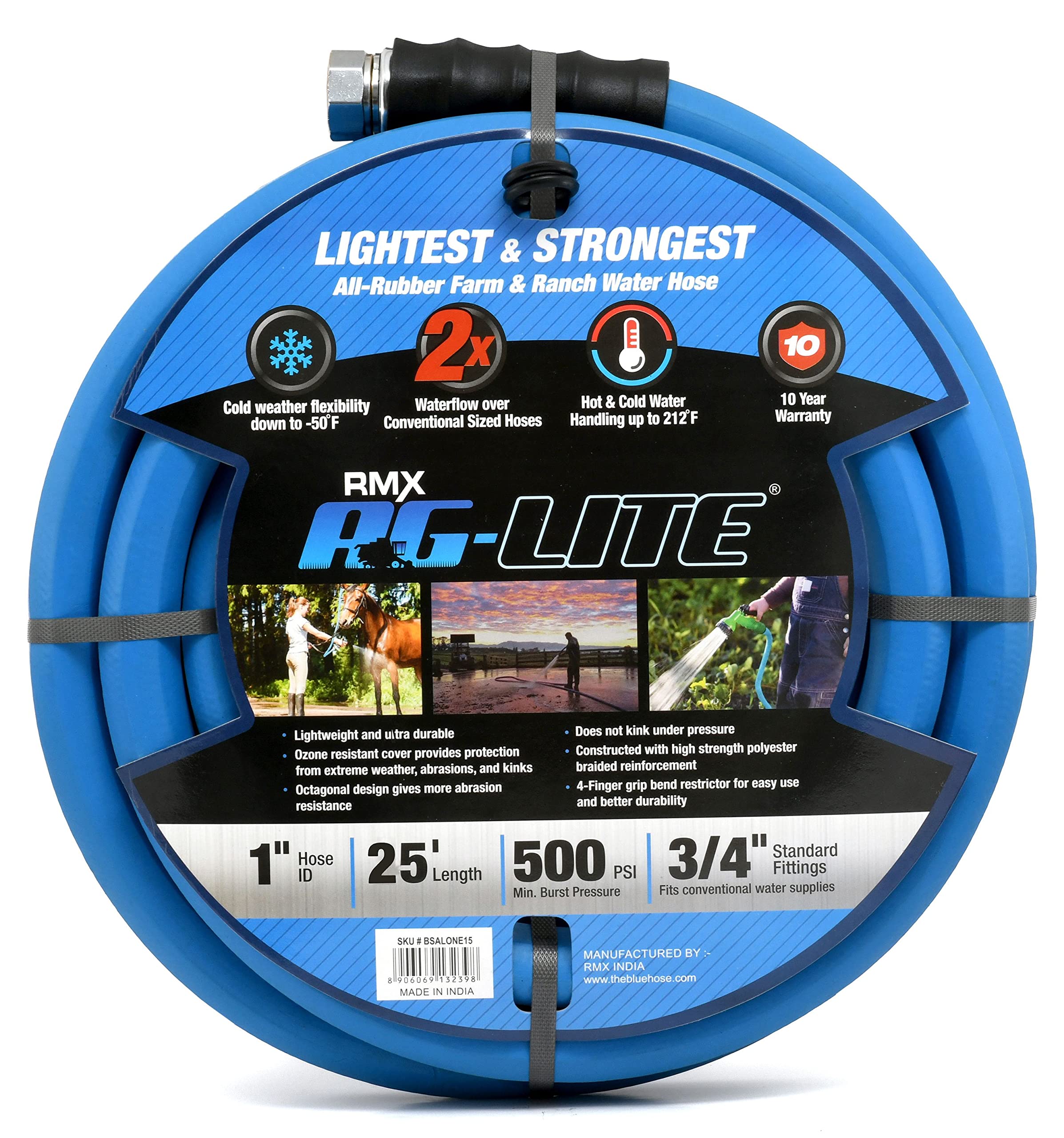 Photo 1 of **USED**BluBird BluSeal 1" Lawn Garden Water Hose Hot/ Cold Lightweight Professional Grade 100% Rubber Hose - 100 Feet