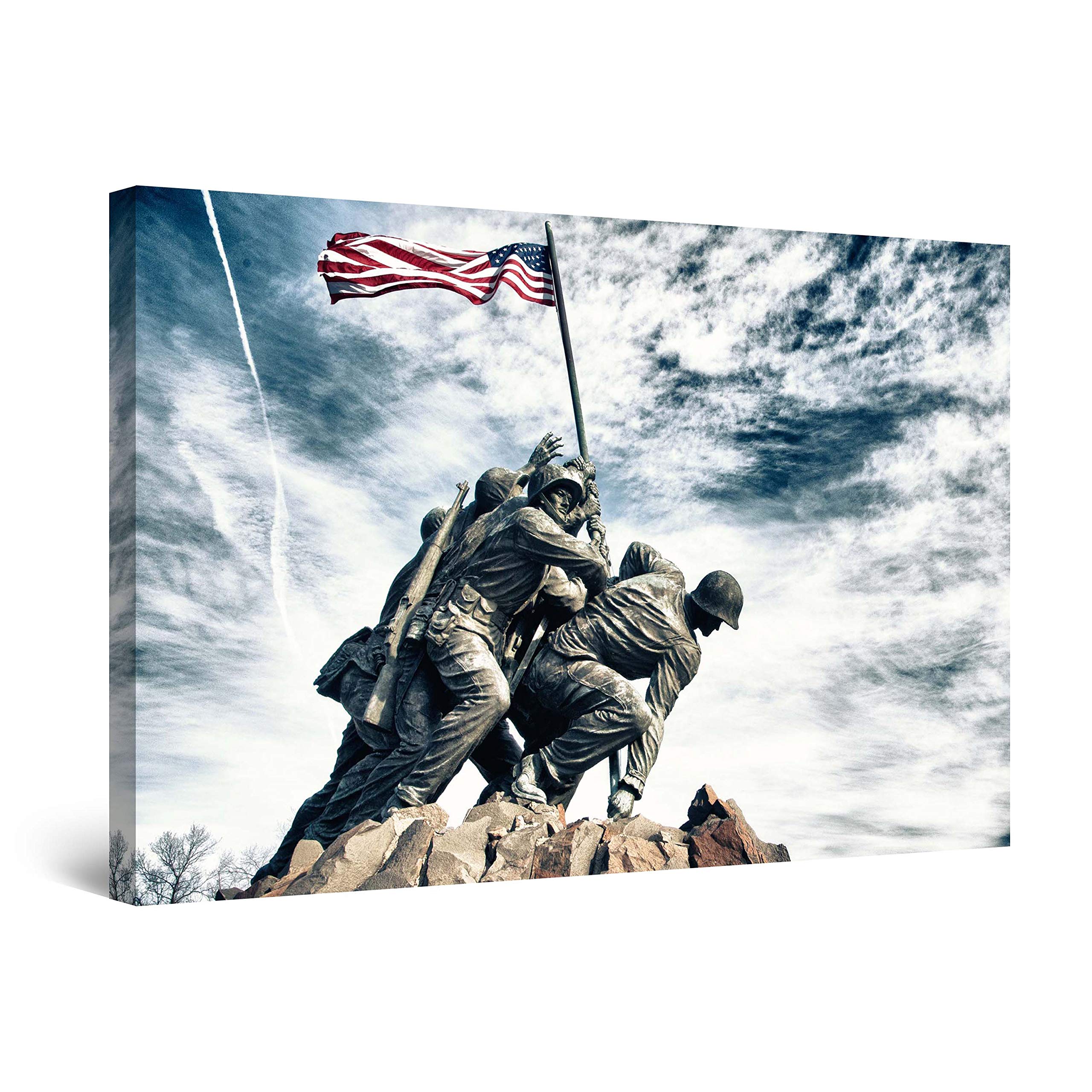 Startonight Canvas Wall Art - Iwo Jima Memorial USA Nation, Framed 24 x 36 Inches