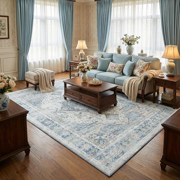 5X7 WASHABLE VINTAGE AREA RUG – DISTRESSED LIVING...