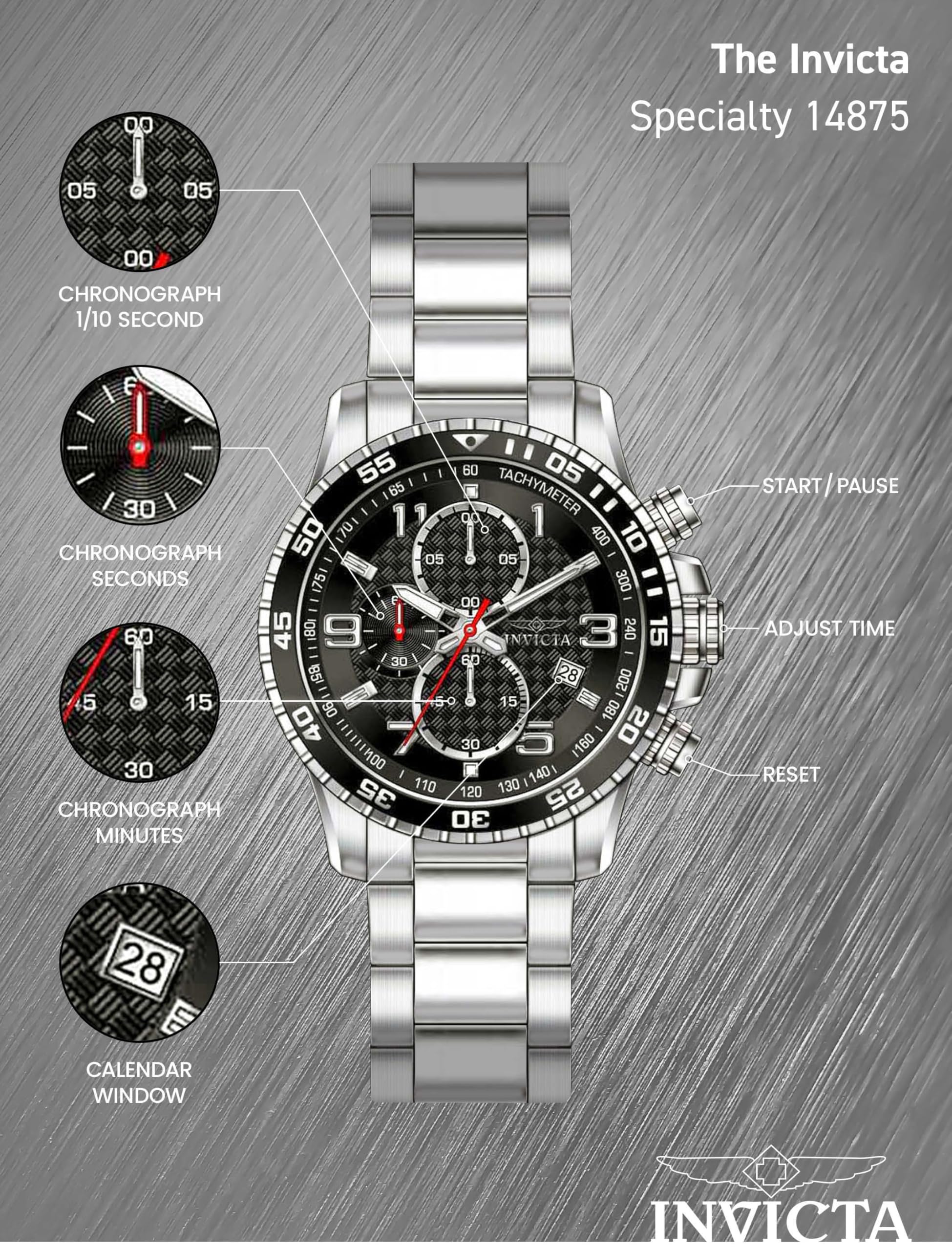 Invicta Specialty Stainless Steel Men's Quartz Watch - 45mm