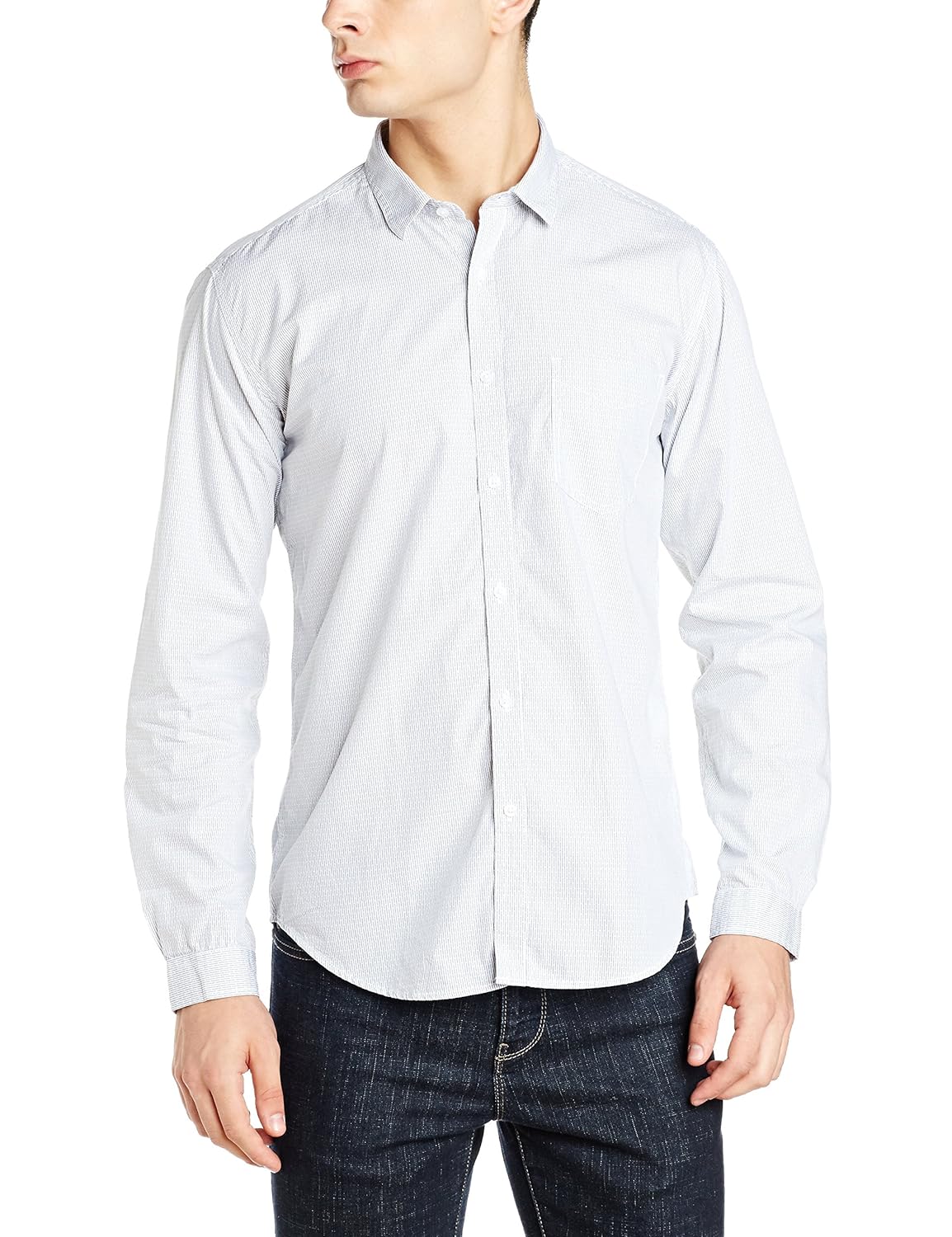van heusen men's solid slim fit cotton casual shirt