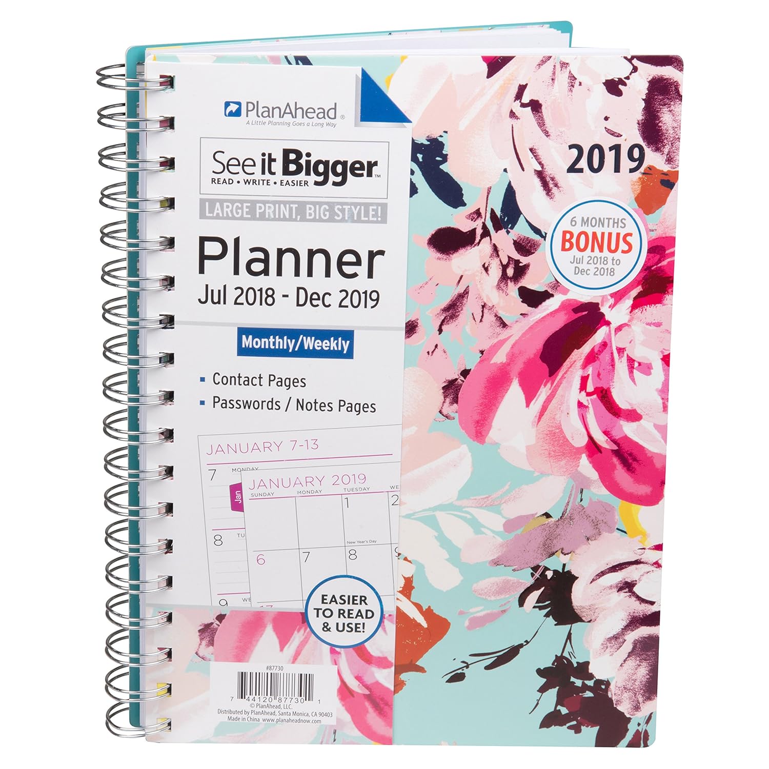 PlanAhead See It Bigger 18 Month Planner July 2018 December 2019 Assorted Colors 9 1 x 6 8 x 0 8 inches Amazon fice Products
