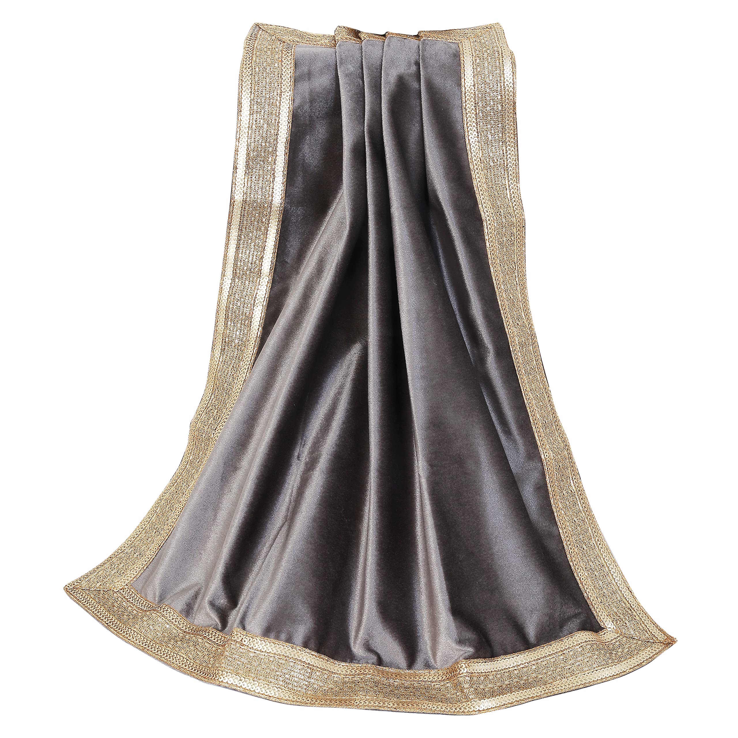 Indian Consigners Silver Velvet Cloth with Golden Shinny Border, Aasan, Alter, Altar, Tarot Table Cloth Holy Square Tablecloth