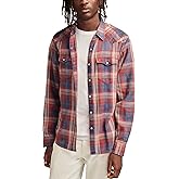 Lucky Brand Mens Indigo Plaid Western Long Sleeve Shirt