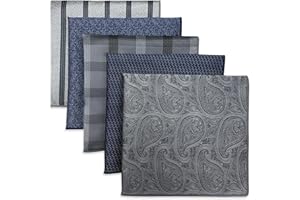 S&W SHLAX&WING 5 Pack Men's Pocket Squares Set 12.6" Formal Handkerchiefs for Suits Weddings Tuxedos Assorted Colors Patterns