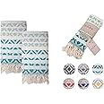 T&I Home Diamond 100% Cotton Turkish Hand Towels Set of 2 (16x40) Mint, Decorative for Bathroom and Kitchen, Quick Dry - No Shrink, Boho Towel Set, Hair, Face and Gym Towel