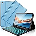 Galaxy Tab S6 Lite Case with Keyboard 10.4 inch 2024/2022/2020, 7 Color Backlit Bluetooth Detachable Keyboard, Smart Folio Protective Cover with S Pen Holder for Samsung Tablet S6 Lite 10.4'', SkyBlue