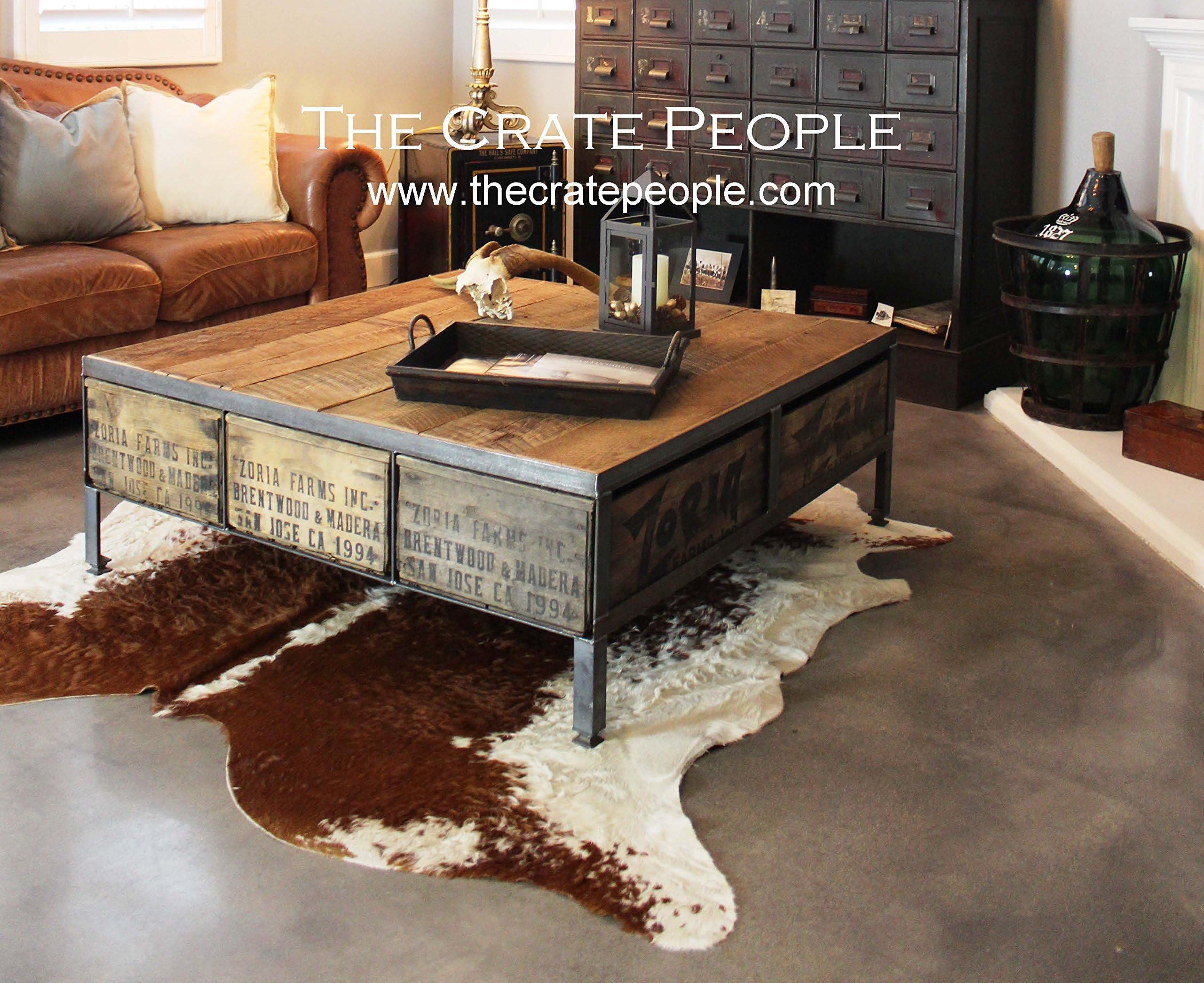 The 48 ZORIA Farms Coffee Table - Reclaimed Furniture using Vintage Wood Crates & Barn Wood
