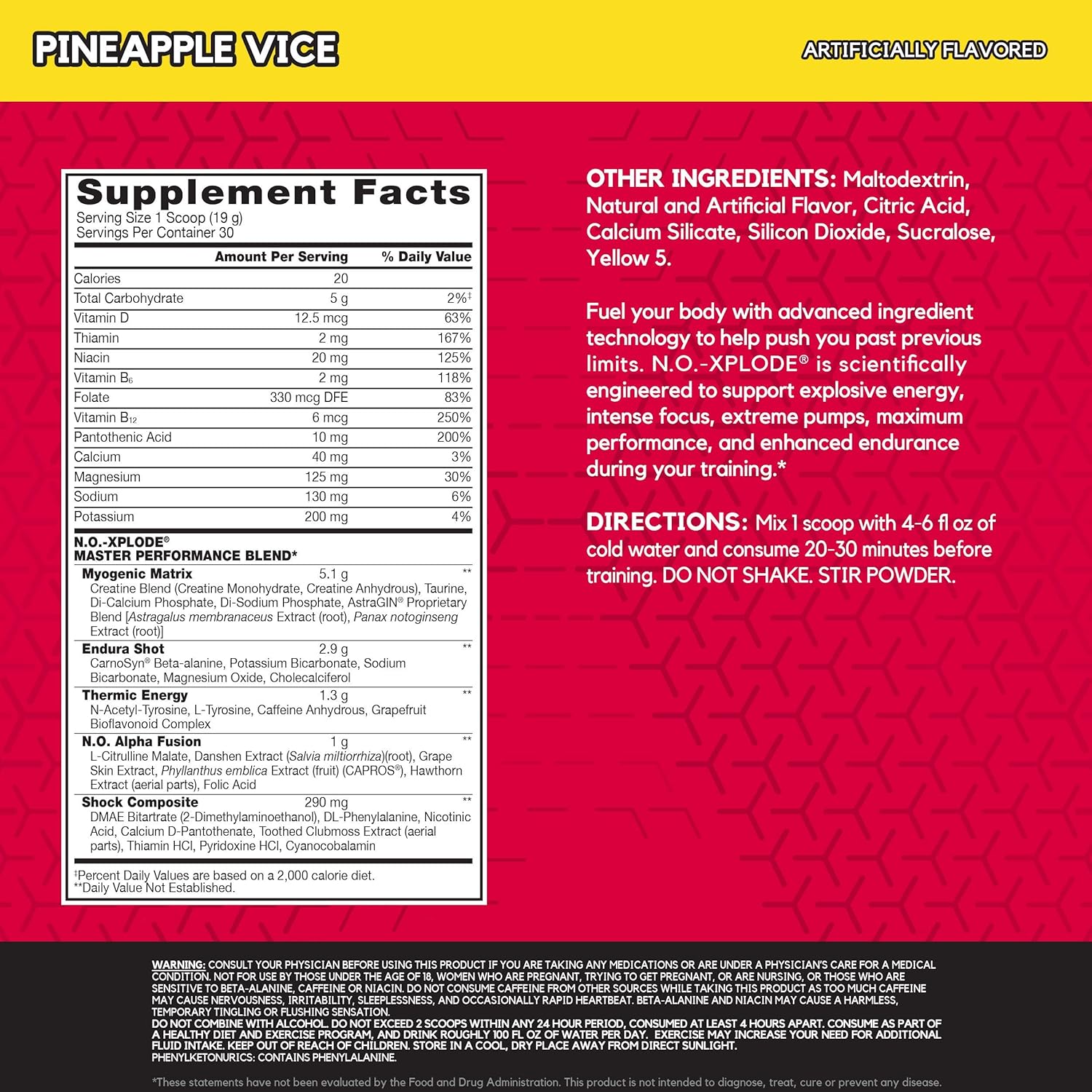 BSN N.O.-XPLODE Pre Workout Supplement with Creatine, Beta-Alanine, and Energy, Flavor: Fruit Punch, 60 Servings: Health & Personal Care