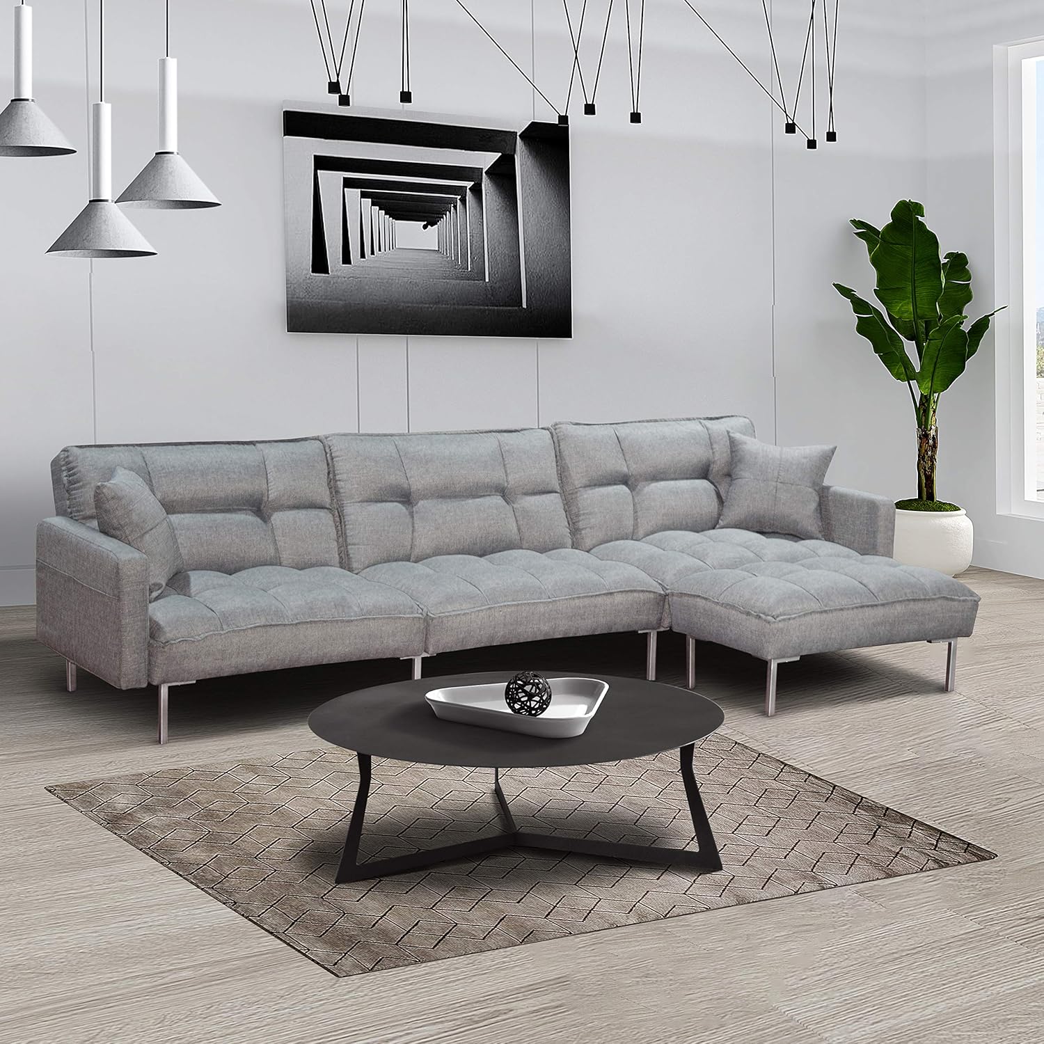 Amazon Com Depointer Living Room Tufted Splitback Sleeper Plush