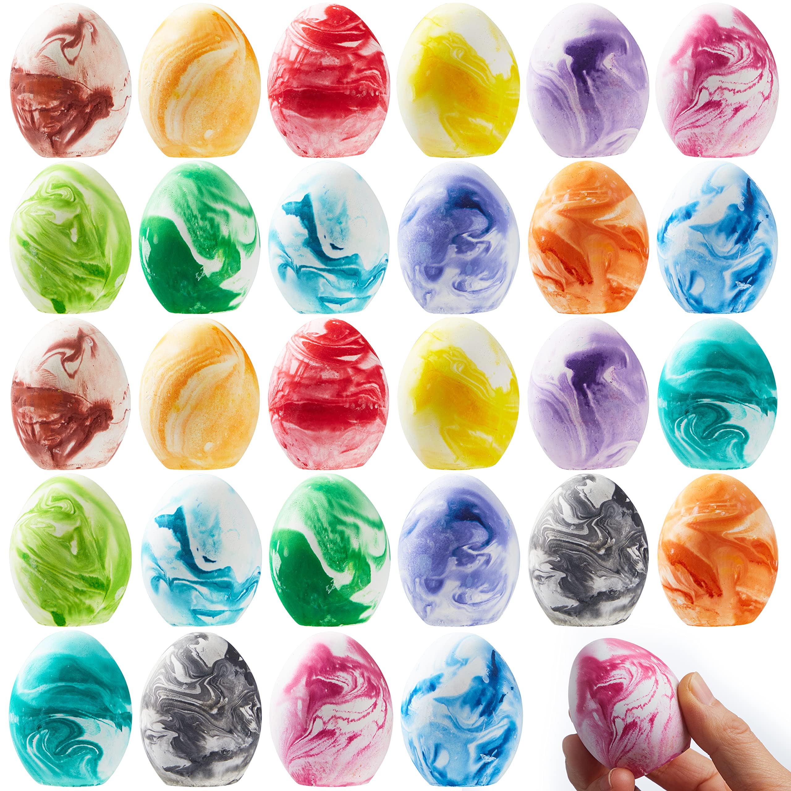 JOYIN 28 Pcs Easter Sidewalk Chalk Eggs Set, Easter Eggs Chalks, Gifts for Boys Girls Kids Toddlers Basket Stuffers Fillers Party Favors(Marble Color)