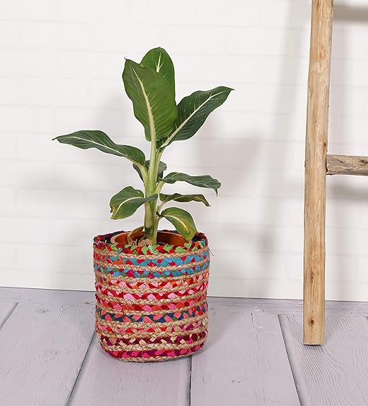 HANDICRAFT-PALACE Floral Pots Bag Natural Jute Cotton Plant Bag Pot Bags for All Plants Home Room Hall Decor Indoor Outdoor Plant Sack (Multi)