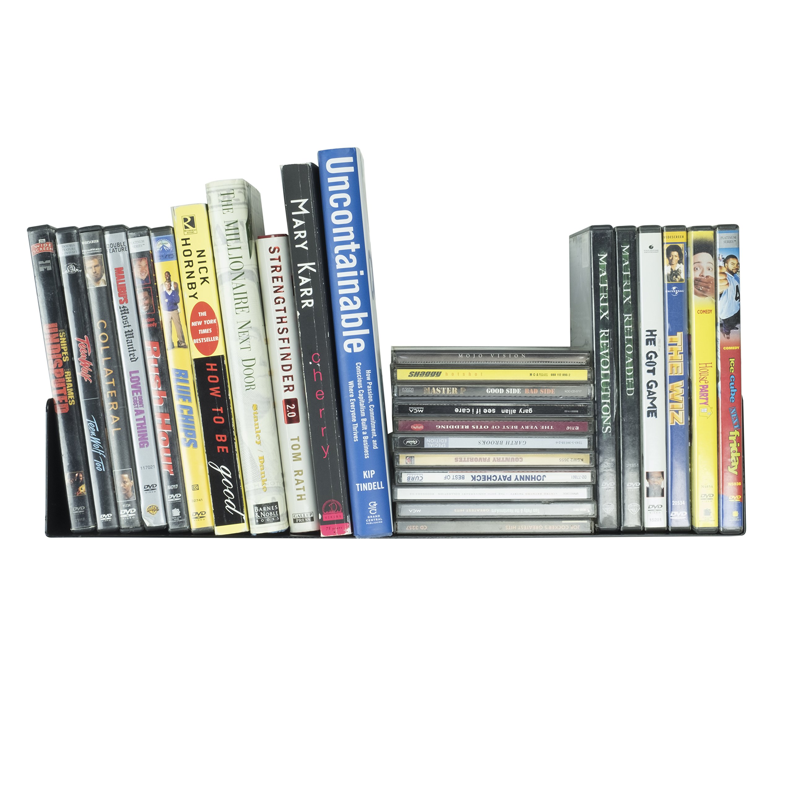 Floating Wall Mount Metal U Shape Shelf Book CD DVD Storage Display