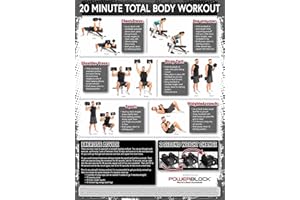 PowerBlock Exercise Poster 3-Pack, 18” x 24” Each, 20-Minute Total Body Workout & 2 Dumbbell Workout Posters, Strength Training, Home Gym Posters, Use Adjustable Dumbbells