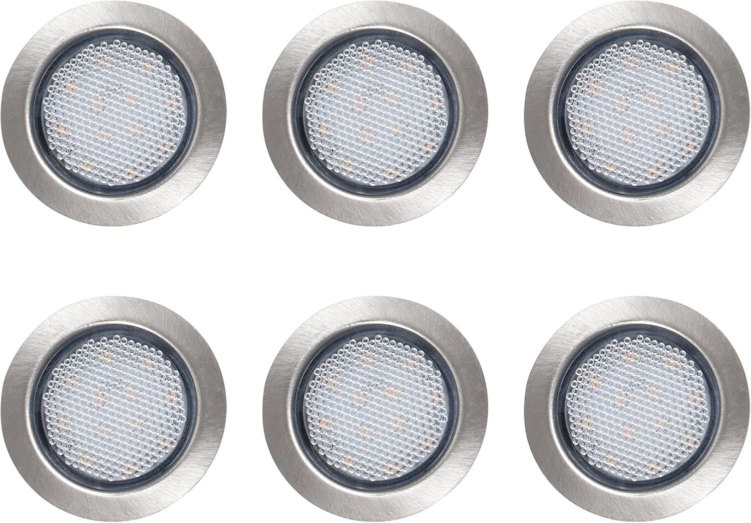 Pack of 6 MiniSun 60mm Blue LED Round Garden Decking/Kitchen Plinth