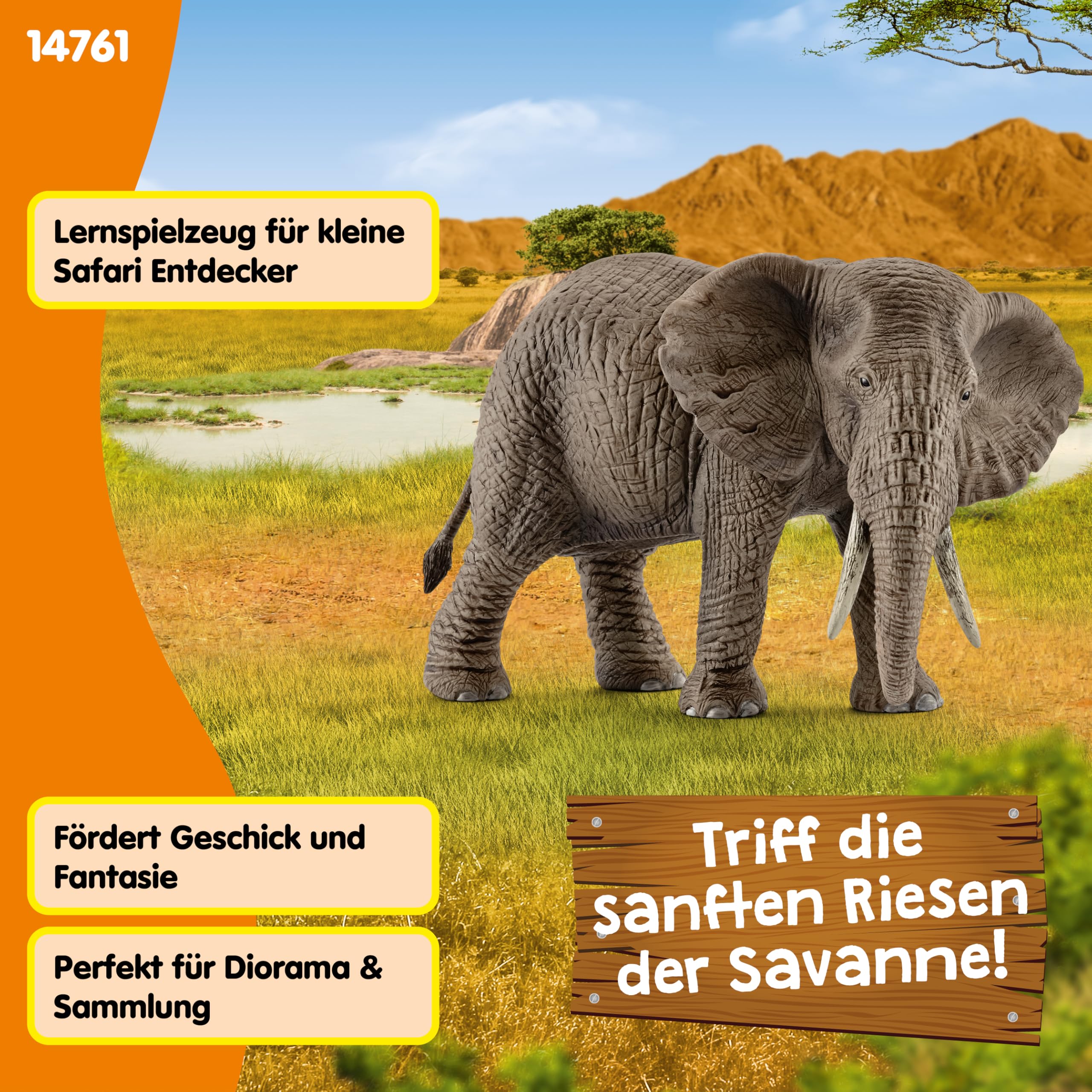 SCHLEICH WILD Life | Afrikanische Elefantenkuh 14761 | detailgetreue Tierfigur & Zoo Spielzeug | Geschenk für Jungen & Mädchen | Deko für Geburtstag | Spielfigur ab 3 Jahren | 8 x 15 x 9 cm 6