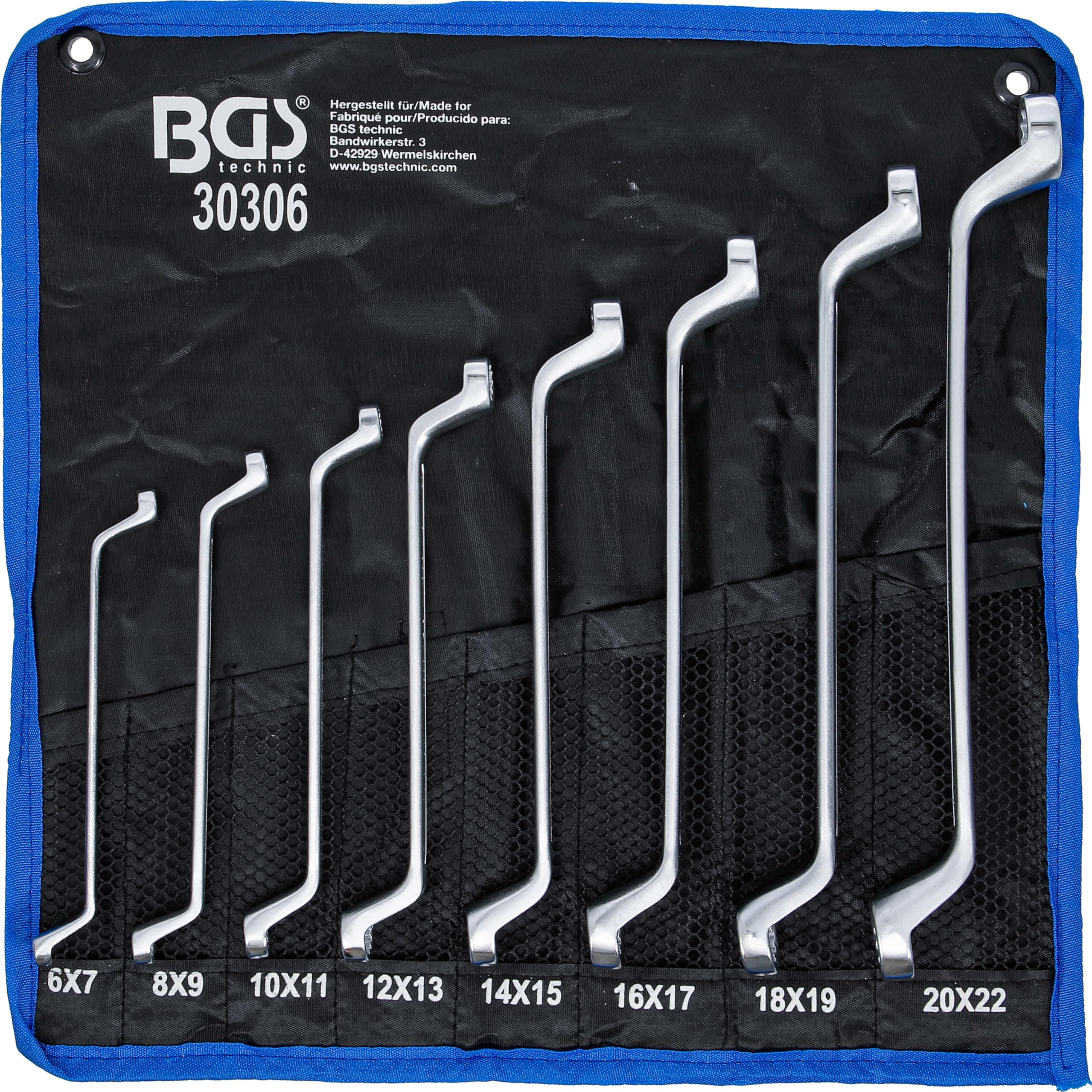 BGS 30306 | Double Ring Spanner Set | deep offset ends | 6 x 7 - 20 x 22 mm | 8 pcs.