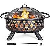 Yaheetech Fire Pit 36in Outdoor Wood Burning Fire Pits Wood Large Fire Bowl for Outside BBQ Bonfire Patio with Mesh Spark Scr