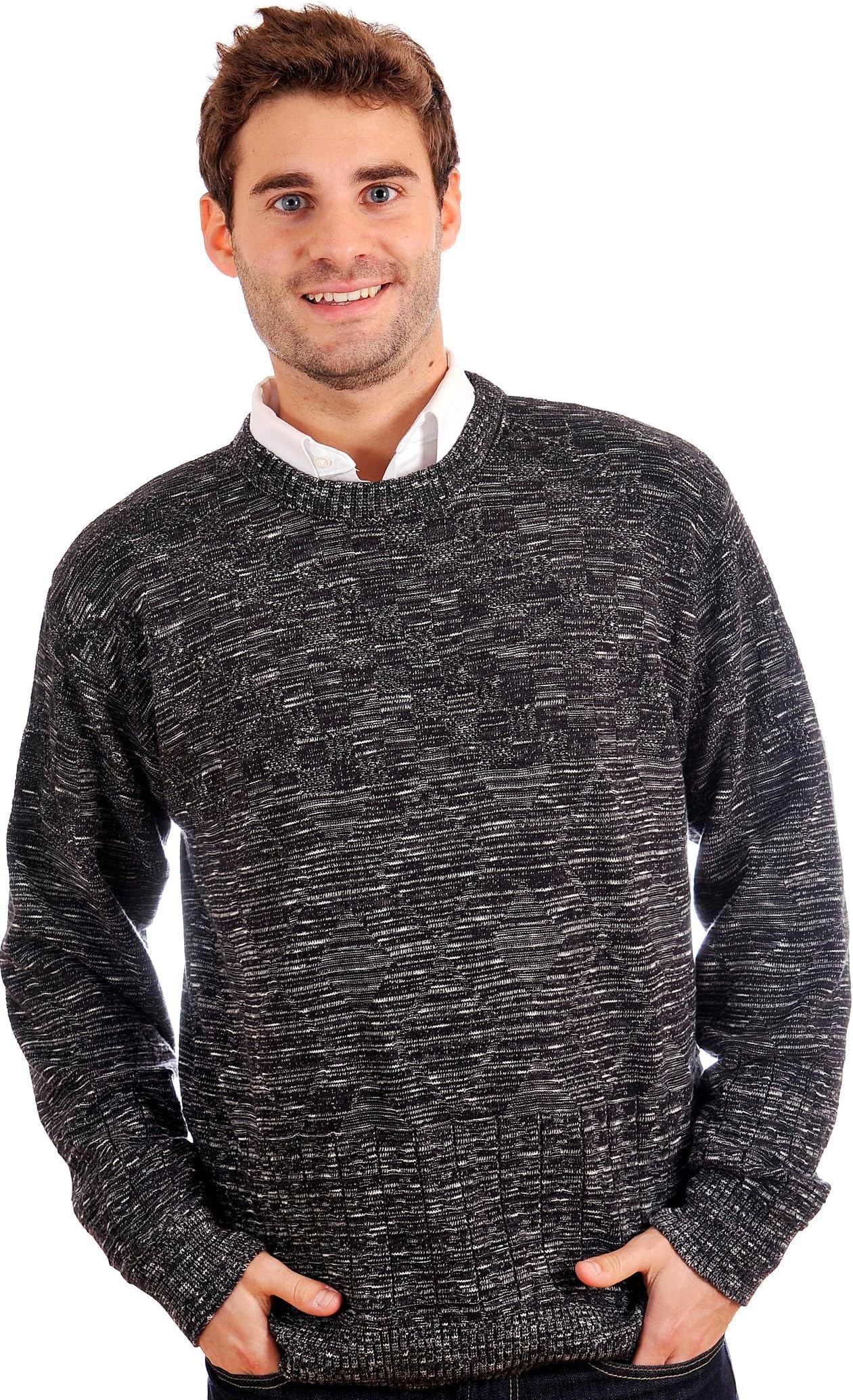Tosani Men's 100% Cotton Knitted Crew Neck Pullover Sweater. Black. Size: L.