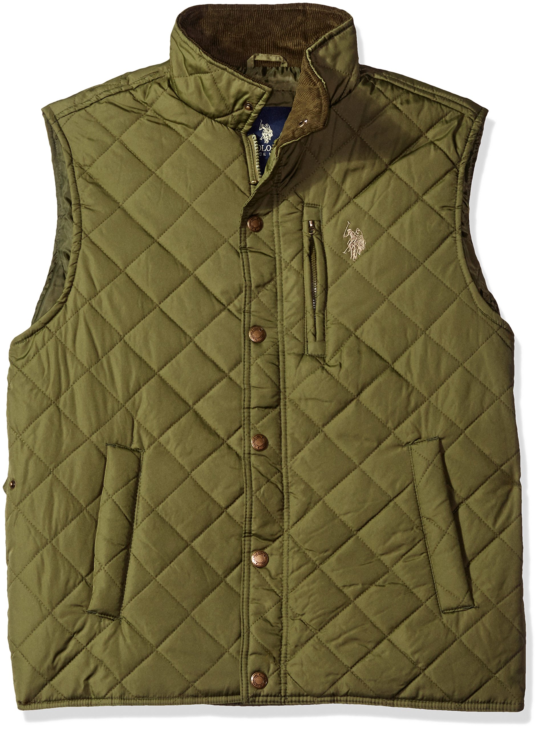 U.S. Polo Assn. Men's Lightweight Puffer Vest, Army GreenGhmh, L