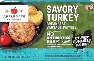 Applegate, Natural Savory Turkey Breakfast Sausage Patties, 7 oz (Frozen)