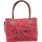 Shy Shy Bags Sel De Mer Canvas & Cowhide Tote Bag - Upcycled Radiant Leather Hand Bag