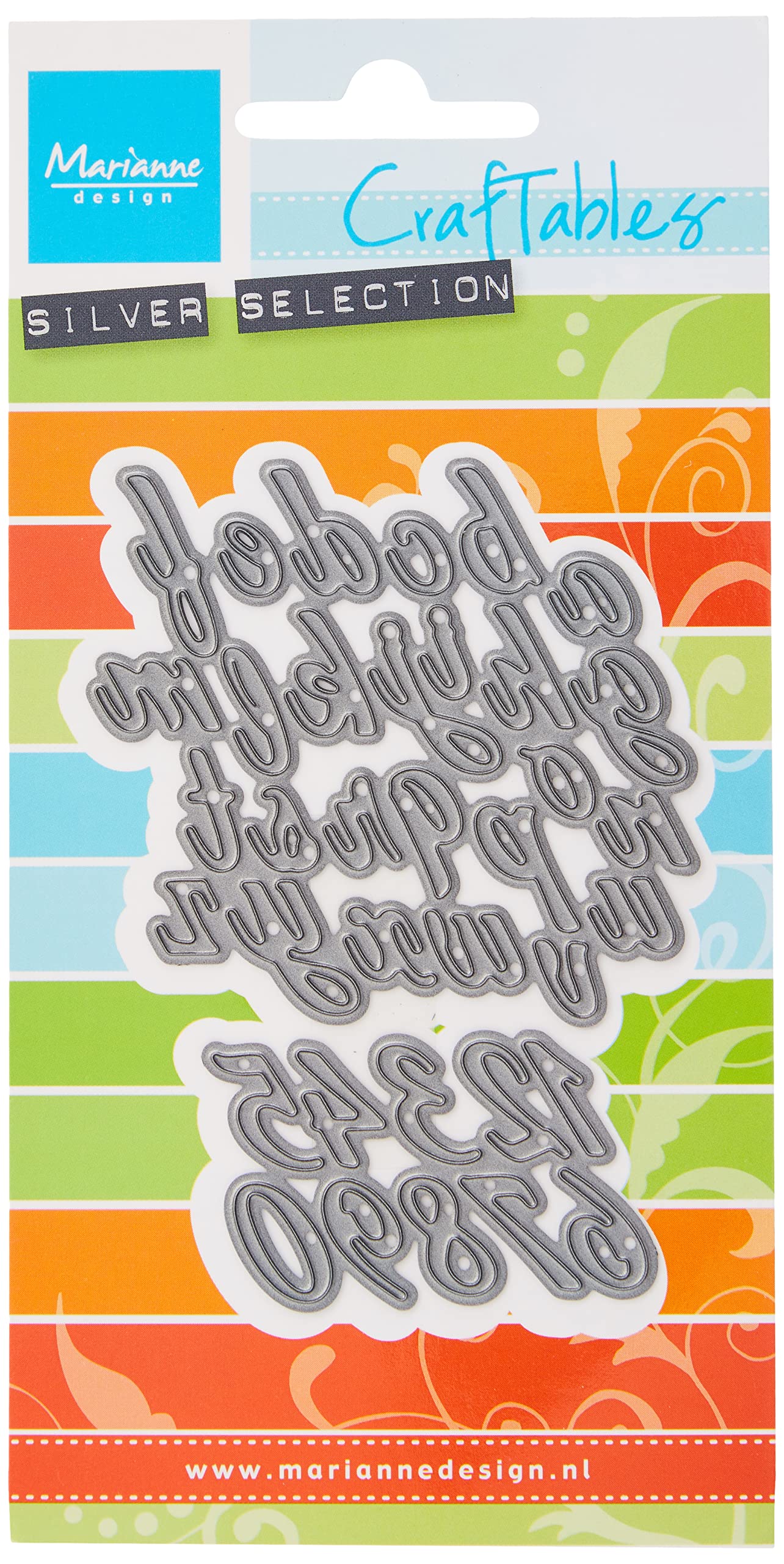 Marianne Design Craftables,Classic Alphabet Lower & Numbers Cutting and Embossing Die for Craft Projects, Argent
