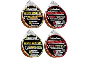 Brite Start Bone Broth - Variety Pack - 4 Count - Keto Friendly Concentrate with 16g Collagen, 20g Paleo Protein - Made from Free Range Chicken Bones & Grass Fed Beef - Single Serve Packets