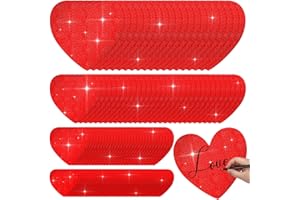 Engrowtic 120 Pcs Valentine's Day Glitter Paper Heart Cutouts Assorted Sizes Red Heart Shaped Cutouts for Bulletin Board Classroom Decor Cardboard DIY Craft