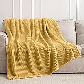 Yellow 300GSM Fleece Throw Blanket for Couch Sofa Bed, 60x80 Soft Cozy Flannel Blankets, Lightweight Fuzzy Fluffy Throws for Women