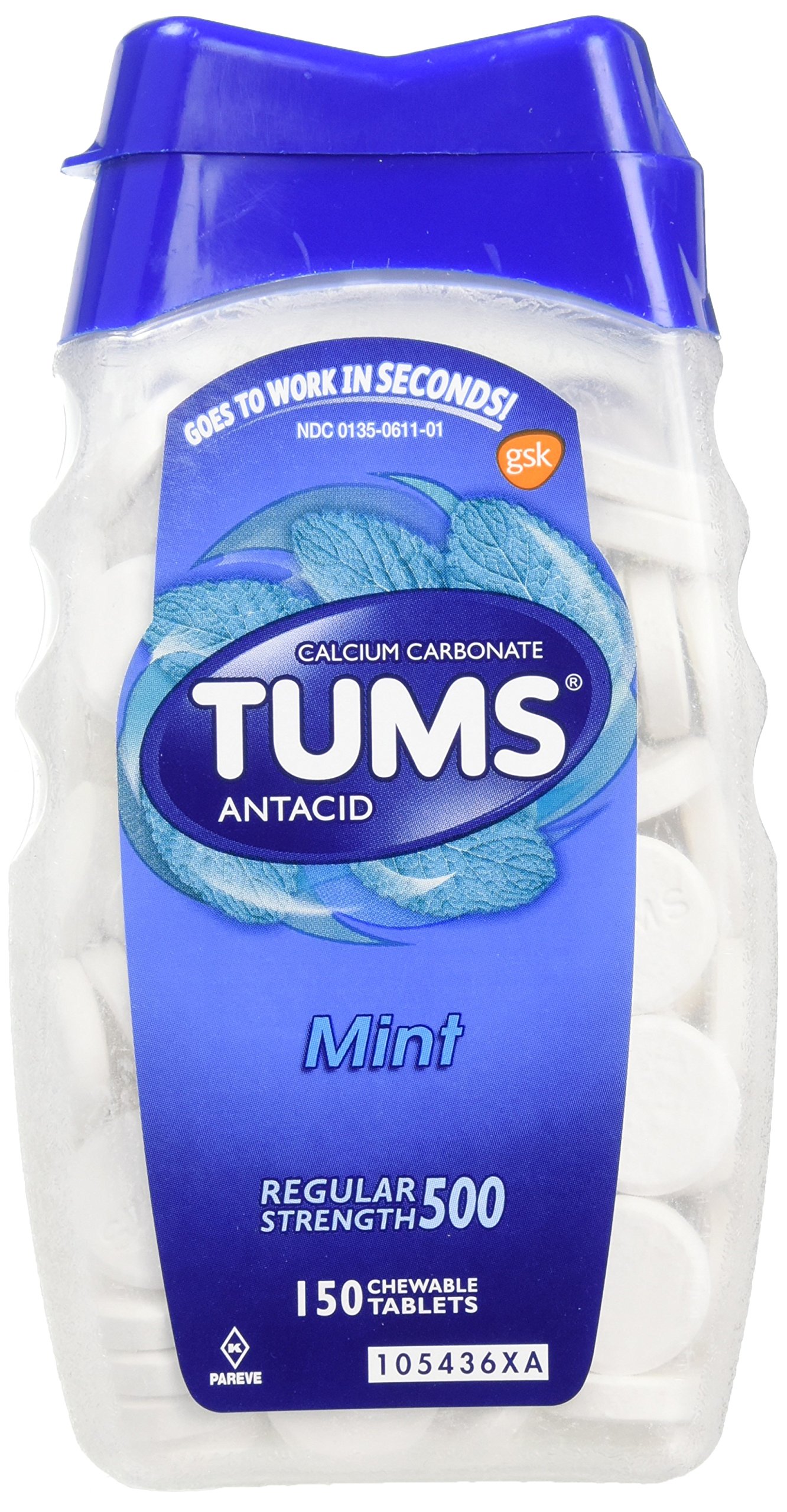 TUMS Antacid, Regular Strength Chewable Tablets, Mint 150 ea Buy